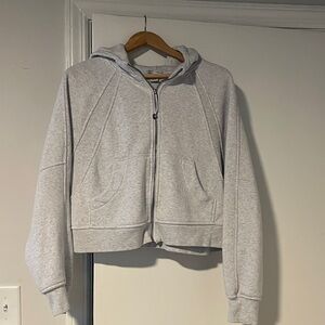 Women's Gray Crop length Zip-Up Hoodie